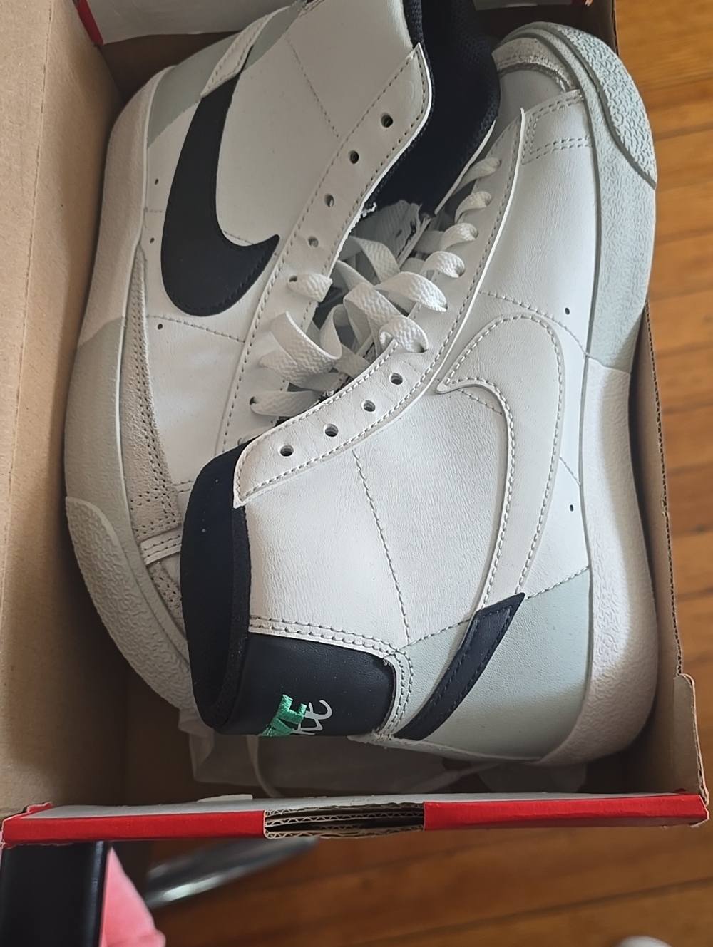 Nike Men’s White Black High-Top Sneakers with Subtle Green Accent
